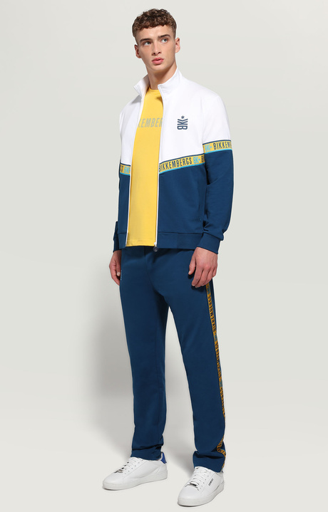Men's sweatshirt with jacquard tape, WHITE/NAVY, hi-res-1