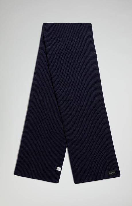 Men's scarf with label, BLUE Men's scarf with label, BLUE, hi-res-1