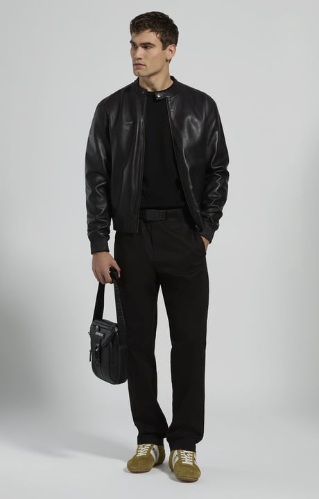Men's short-sleeve knit sweater, BLACK, hi-res-1