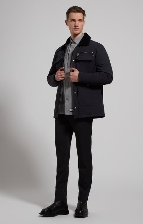 Men’s waxed cotton jacket, BLACK IRIS, hi-res-1