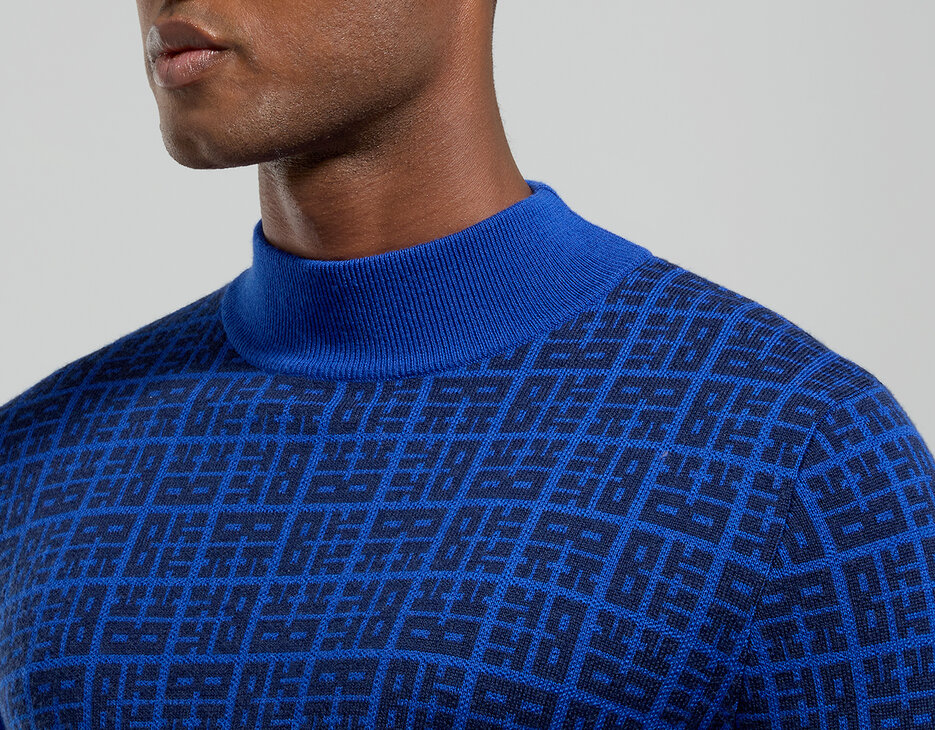 Men’s turtleneck with all-over logo, BLACK IRIS Men’s turtleneck with all-over logo, BLACK IRIS, hi-res-1