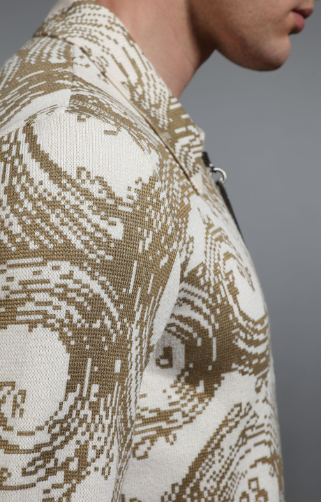 Cardigan stampato uomo in maglia, WHITE PRINT, hi-res-1