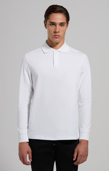 Men's embroidered logo polo shirt, WHITE, hi-res-1
