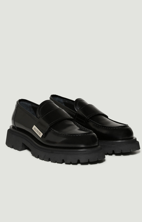 Leather men's mocassins - chunky College, BLACK, hi-res-1