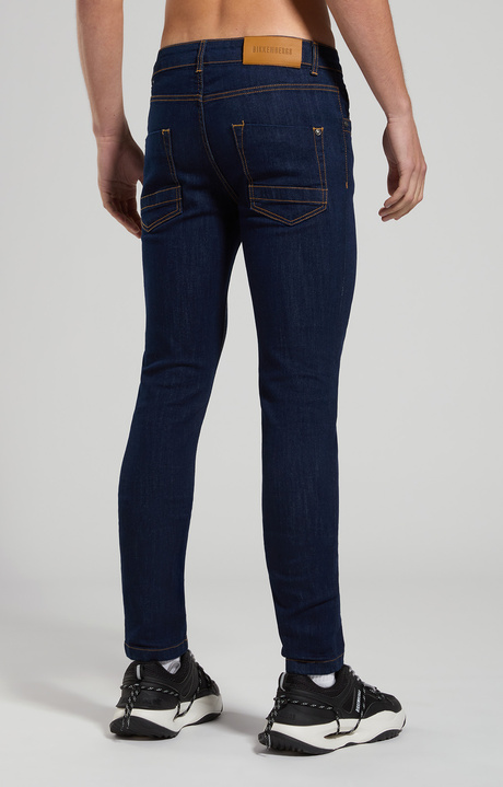 Jeans uomo slim fit logo posteriore, L1 RINSE BLUE DENIM, hi-res-1
