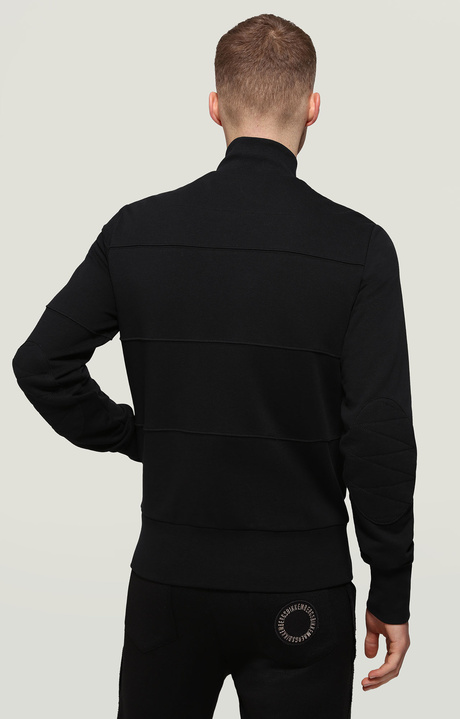 Men's fleece sweatshirt with stitching, BLACK, hi-res-1