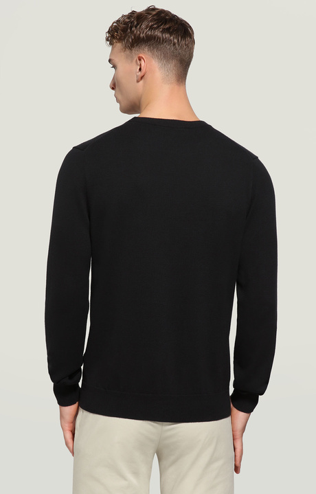 Men's sweater with intarsia, BLACK, hi-res-1