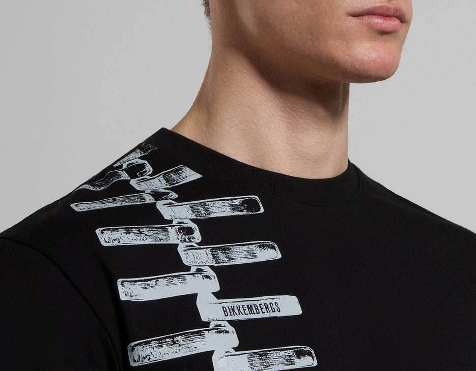 Men’s T-shirt with front print, BLACK Men’s T-shirt with front print, BLACK, hi-res-1