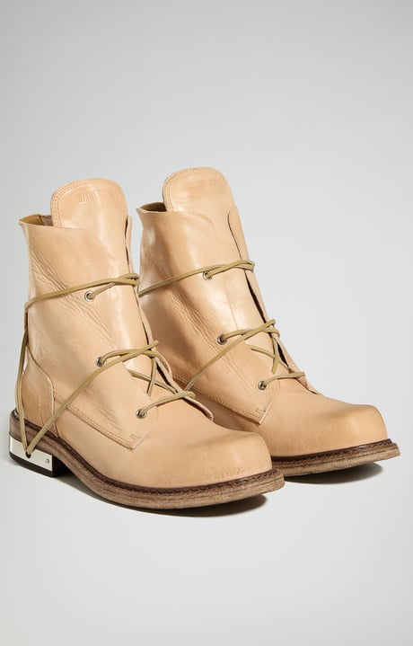 Met hole men's lace up boots, CREAM Met hole men's lace up boots, CREAM, hi-res-1