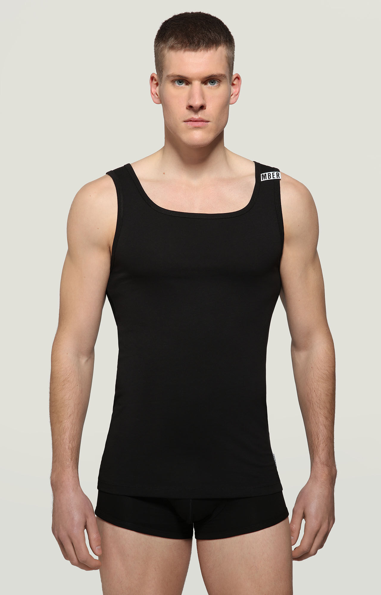 tank top in stretch cotton | BLACK 