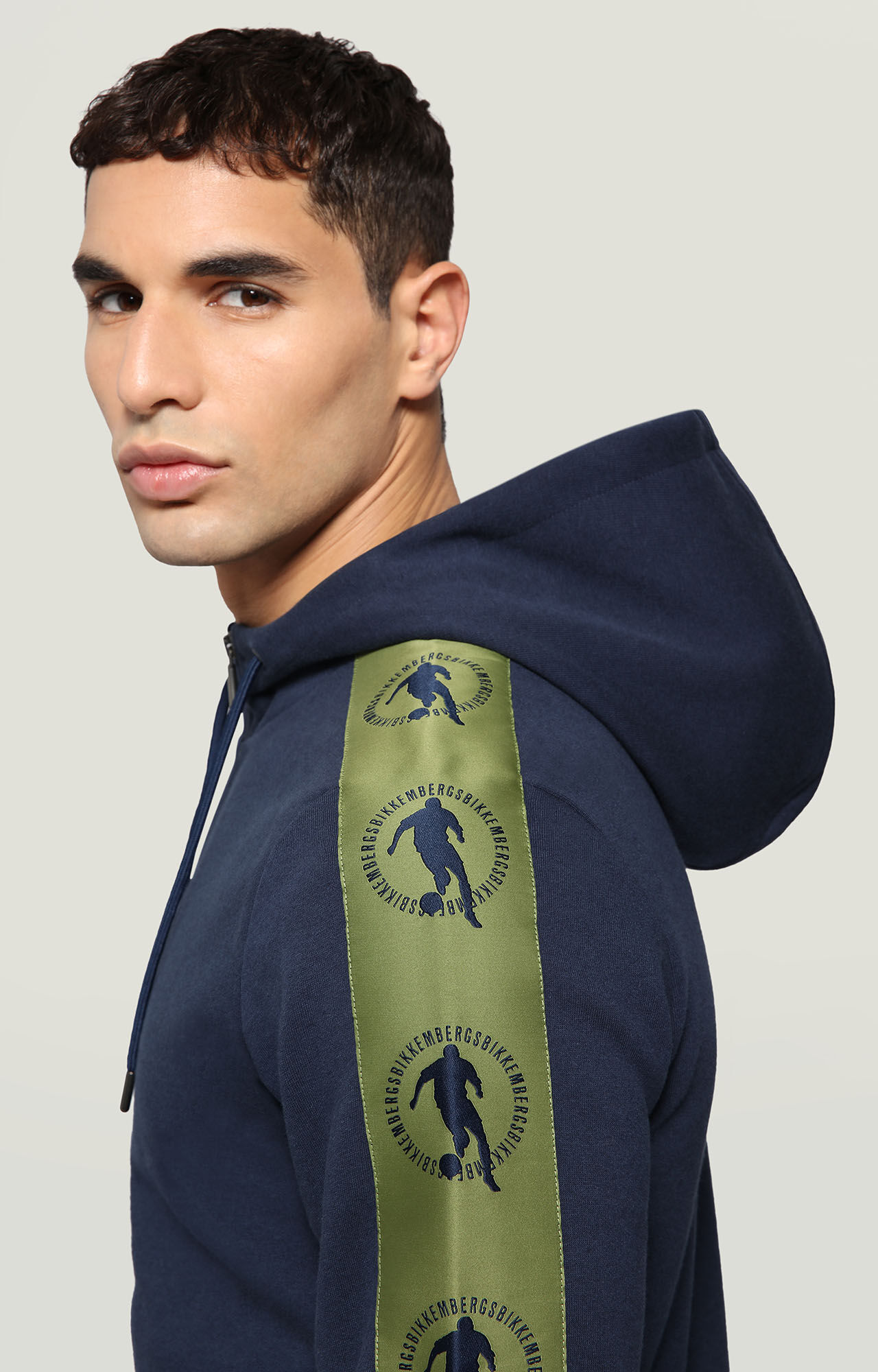 Men's Blue sweatshirt with jacquard tape | Bikkembergs
