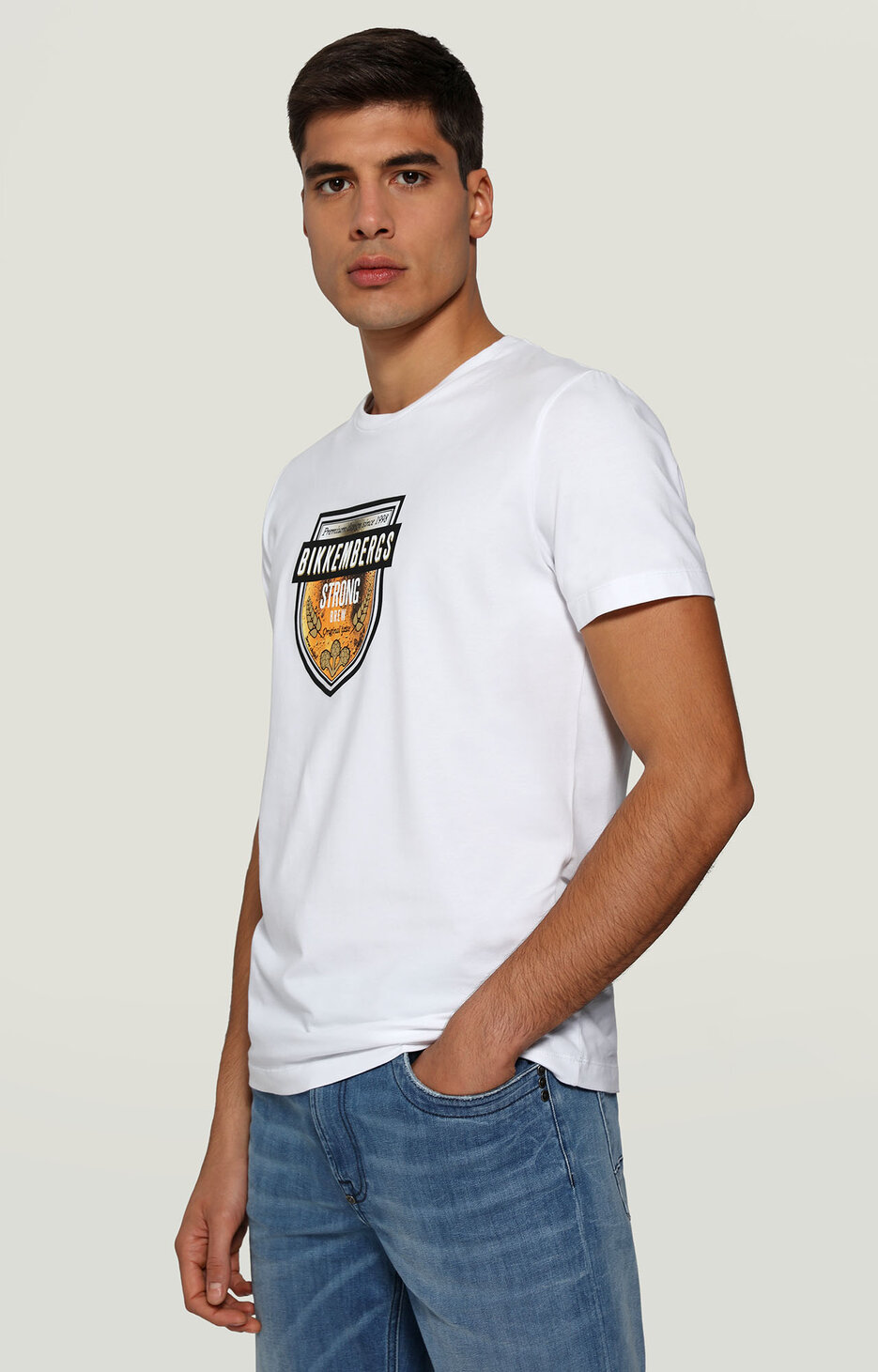 Men's T-shirt with Beer print, OPTICAL WHITE Men's T-shirt with Beer print, OPTICAL WHITE, hi-res-1