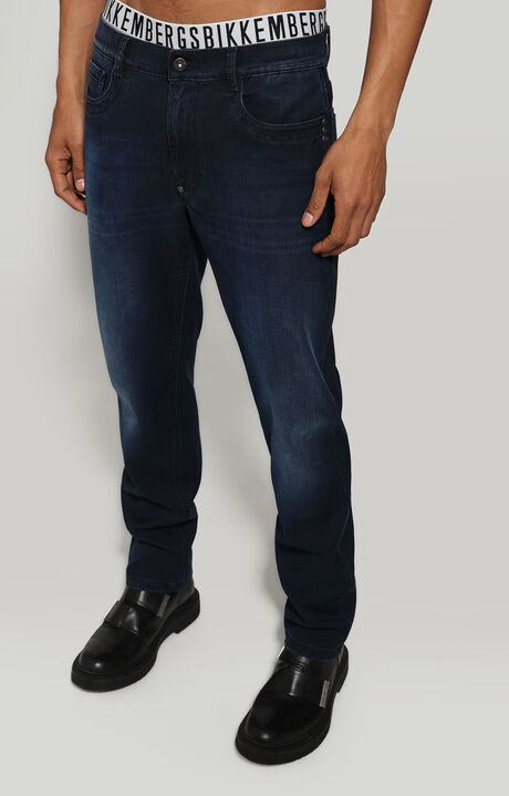 Coated denim men's jeans, BLUE DENIM, hi-res-1
