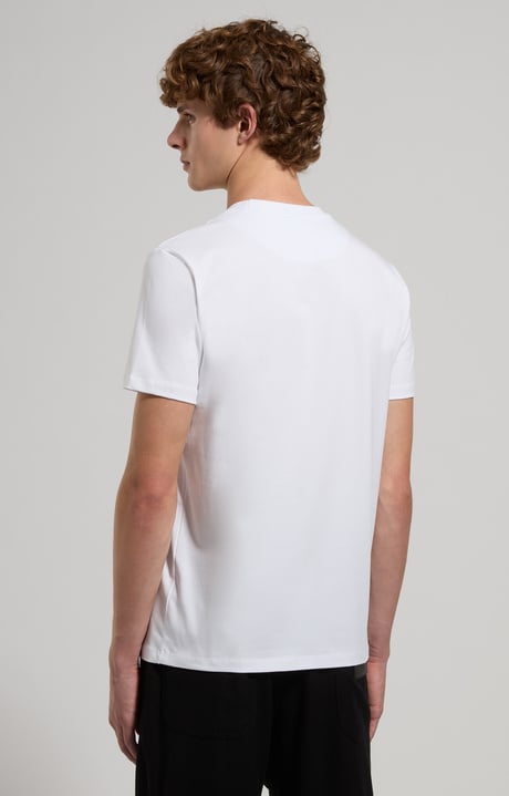 Slim fit men’s T-shirt with reflective print, WHITE Slim fit men’s T-shirt with reflective print, WHITE, hi-res-1