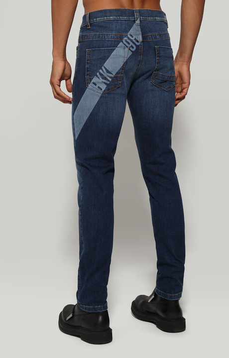 Jeans uomo slim fit stampa retro, BLUE DENIM, hi-res-1