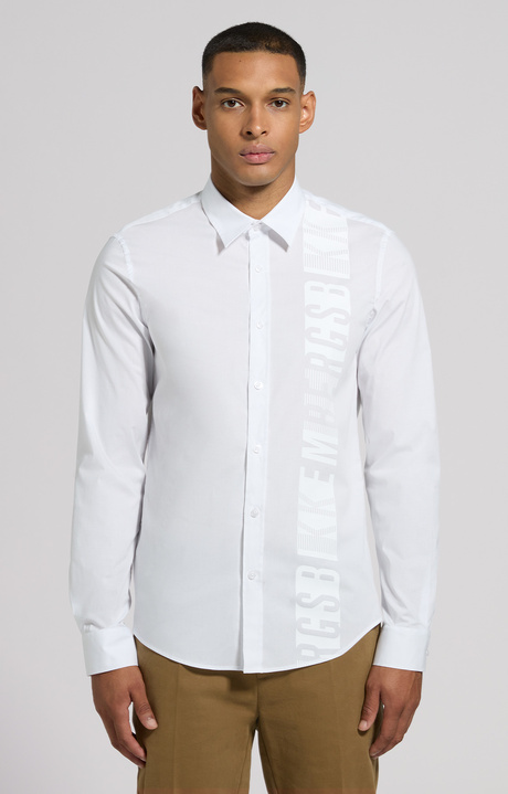 Men's slim fit print shirt, WHITE, hi-res-1