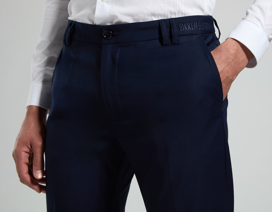 Men's pants in fresco wool, BLACK IRIS Men's pants in fresco wool, BLACK IRIS, hi-res-1