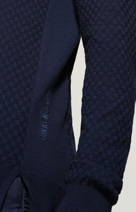 Men's pullover - linen/cotton damier, BLUE, hi-res-1
