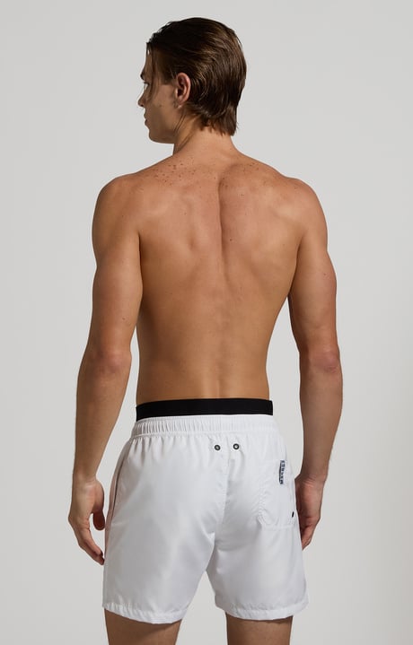 Men's layered swim trunks, WHITE Men's layered swim trunks, WHITE, hi-res-1