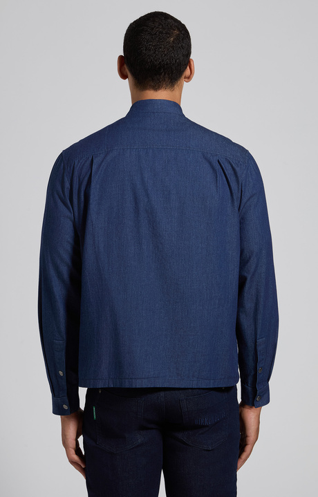 Camicia jeans uomo blu boxy, INDACO, hi-res-1