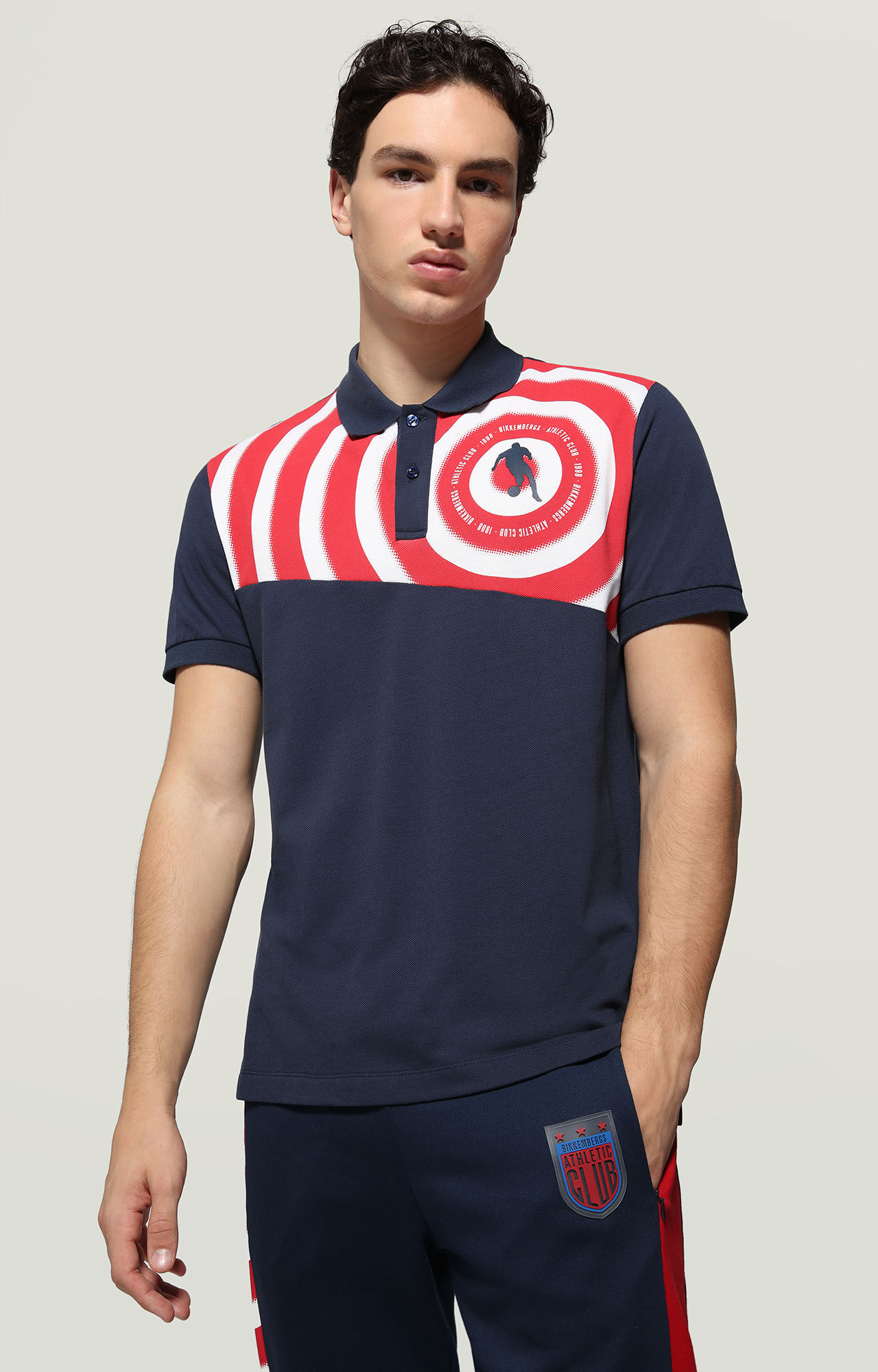 dirk bikkembergs Men's polo shirt with Athletic Club print
