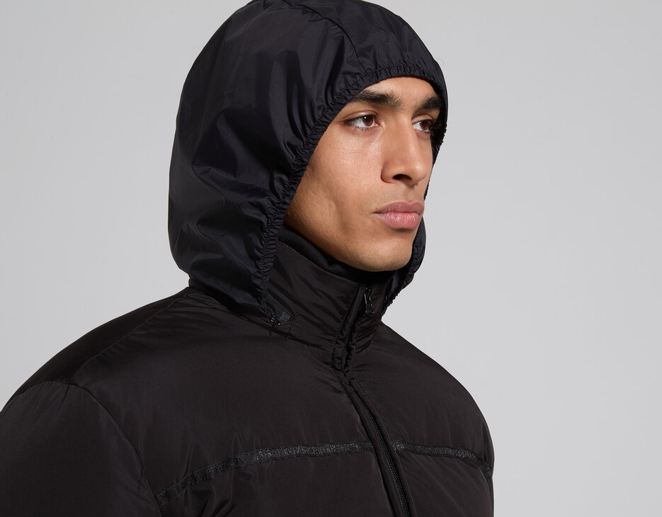 Piumino uomo nero con cappuccio compattabile, BLACK, hi-res-1