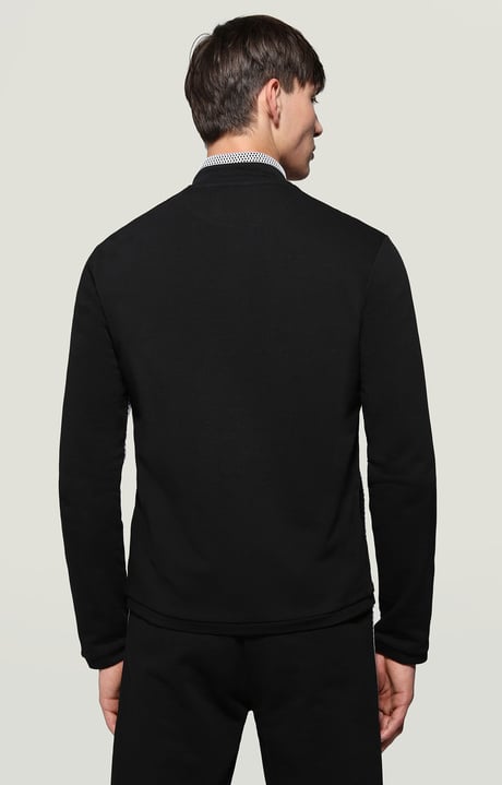 Men's zip sweatshirt cursive logo, BLACK/WHITE Men's zip sweatshirt cursive logo, BLACK/WHITE, hi-res-1