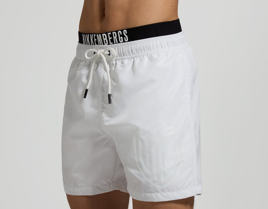 Men's layered swim trunks, WHITE Men's layered swim trunks, WHITE, hi-res-1