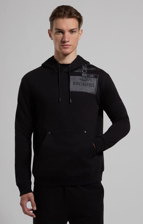 Men’s sweatshirt with dark print, BLACK Men’s sweatshirt with dark print, BLACK, hi-res-1