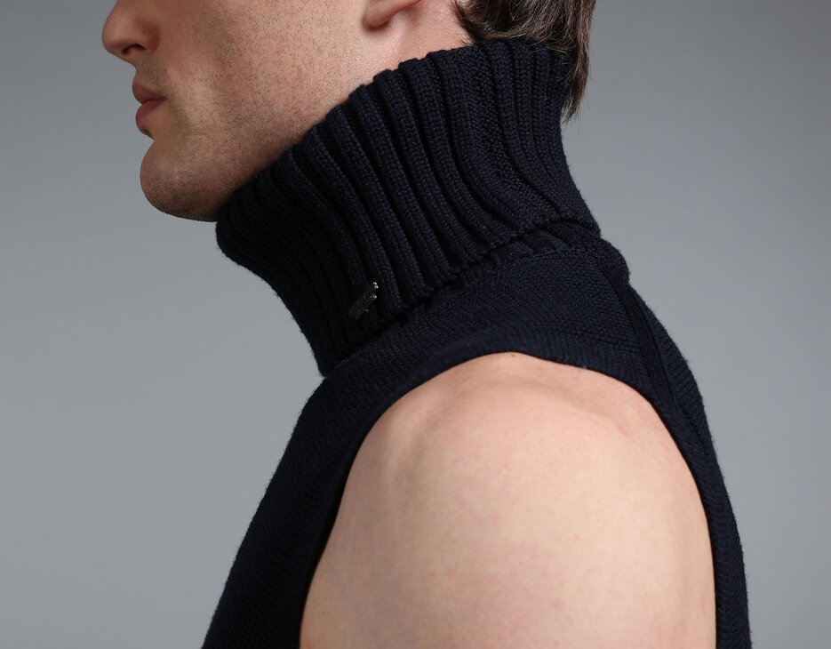 Men's sleeveless turtleneck, NAVY Men's sleeveless turtleneck, NAVY, hi-res-1