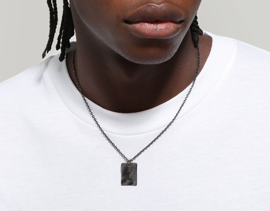 Men's necklace with medal pendant and diamond, VINTAGE Men's necklace with medal pendant and diamond, VINTAGE, hi-res-1