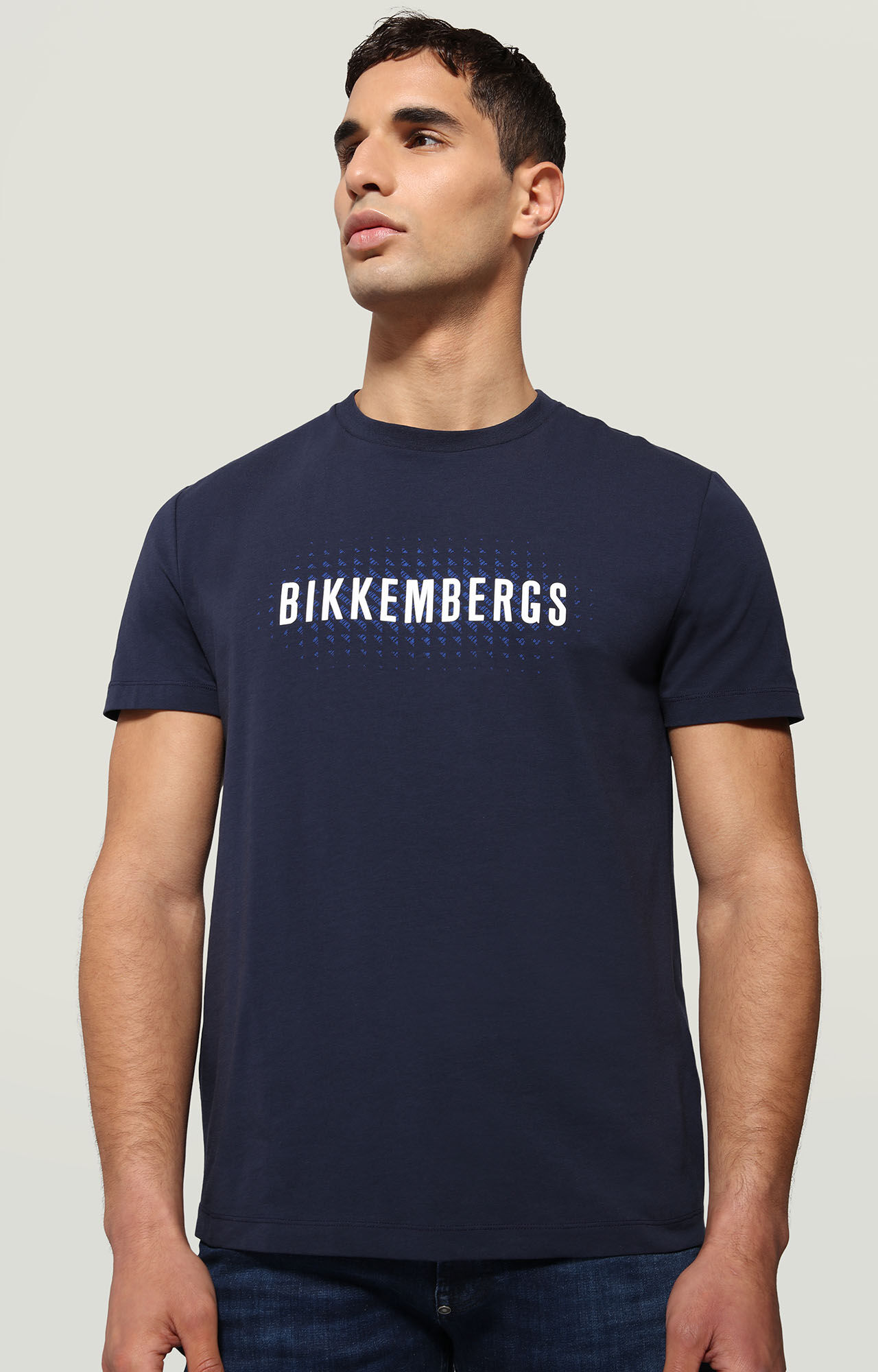T shirt blu da uomo stampa in rilievo Bikkembergs