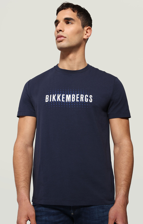 Men's T-shirt with textured print, BLUE Men's T-shirt with textured print, BLUE, hi-res-1