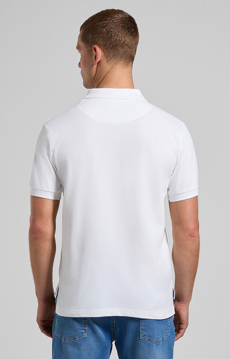 Men's polo with logo tape detail, WHITE, hi-res-1