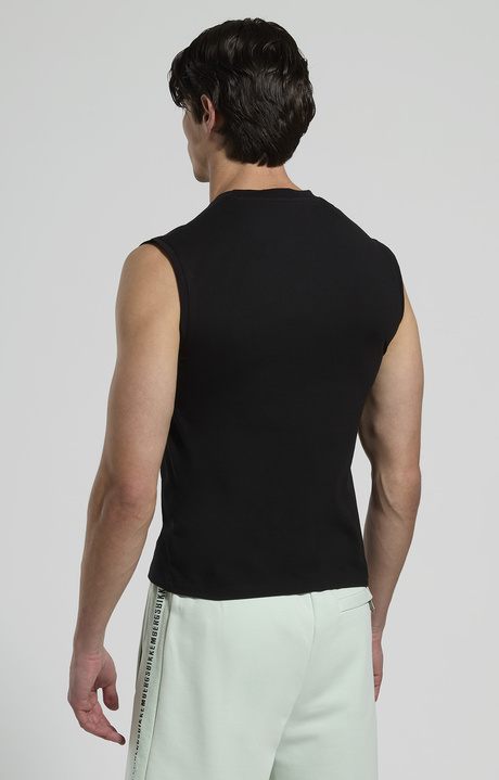 Men's stretch cotton tank top, BLACK, hi-res-1