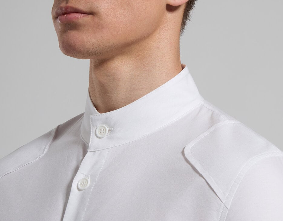 Men’s shirt with band collar, WHITE Men’s shirt with band collar, WHITE, hi-res-1