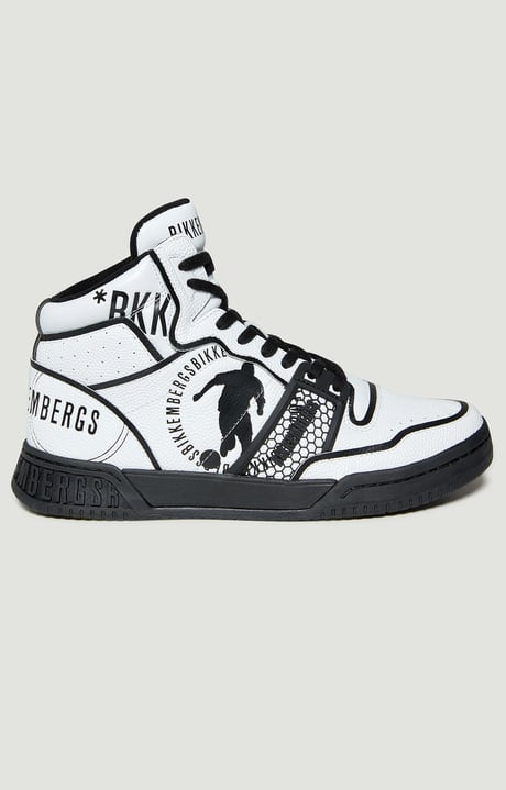 Scoby men's high top leather basketball sneakers, WHITE Scoby men's high top leather basketball sneakers, WHITE, hi-res-1