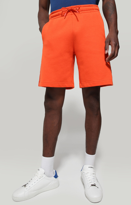 Men's fleece shorts with contrast inserts, ORANGE, hi-res-1