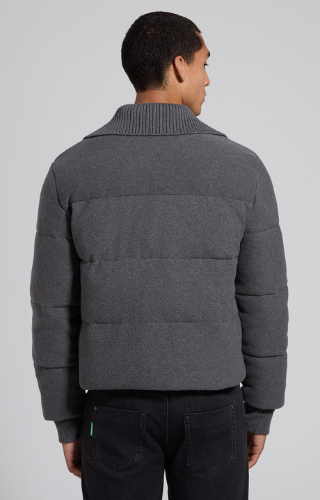 Piumino uomo in cotone grigio fit boxy, DARK GREY MELANGE, hi-res-1