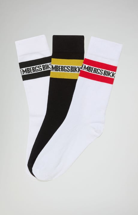 Contrast-stripe athletic socks 3-pack