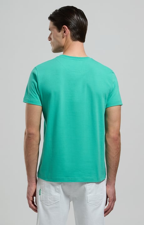 Slim fit men's T-shirt with BKK print, MARINE GREEN Slim fit men's T-shirt with BKK print, MARINE GREEN, hi-res-1