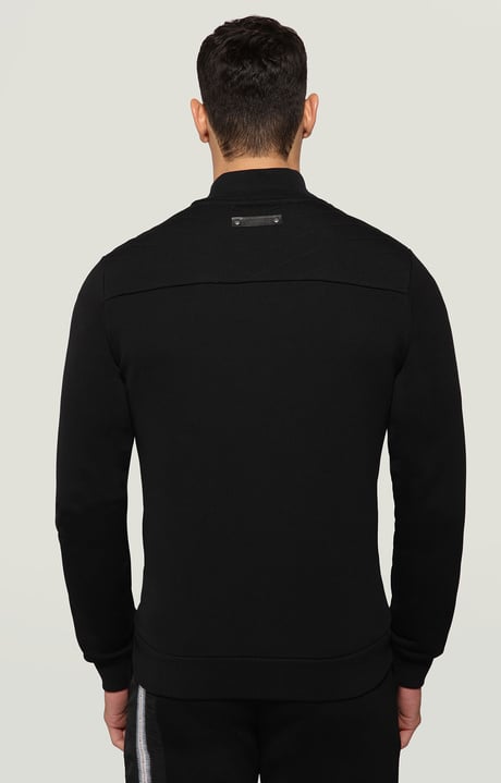 Men's fleece jacket with nylon inserts, BLACK Men's fleece jacket with nylon inserts, BLACK, hi-res-1