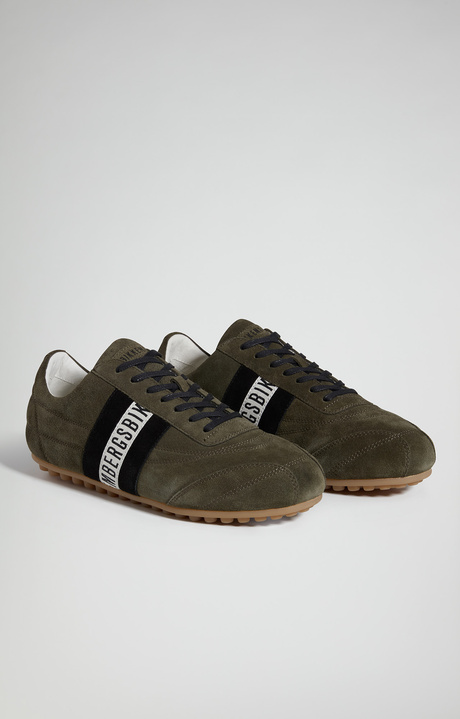 Men's Soccer suede leather sneakers, VERDE MILITARE, hi-res-1