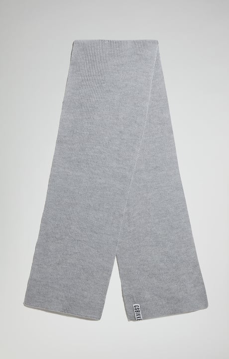 Men's scarf with tape detail, GREY Men's scarf with tape detail, GREY, hi-res-1