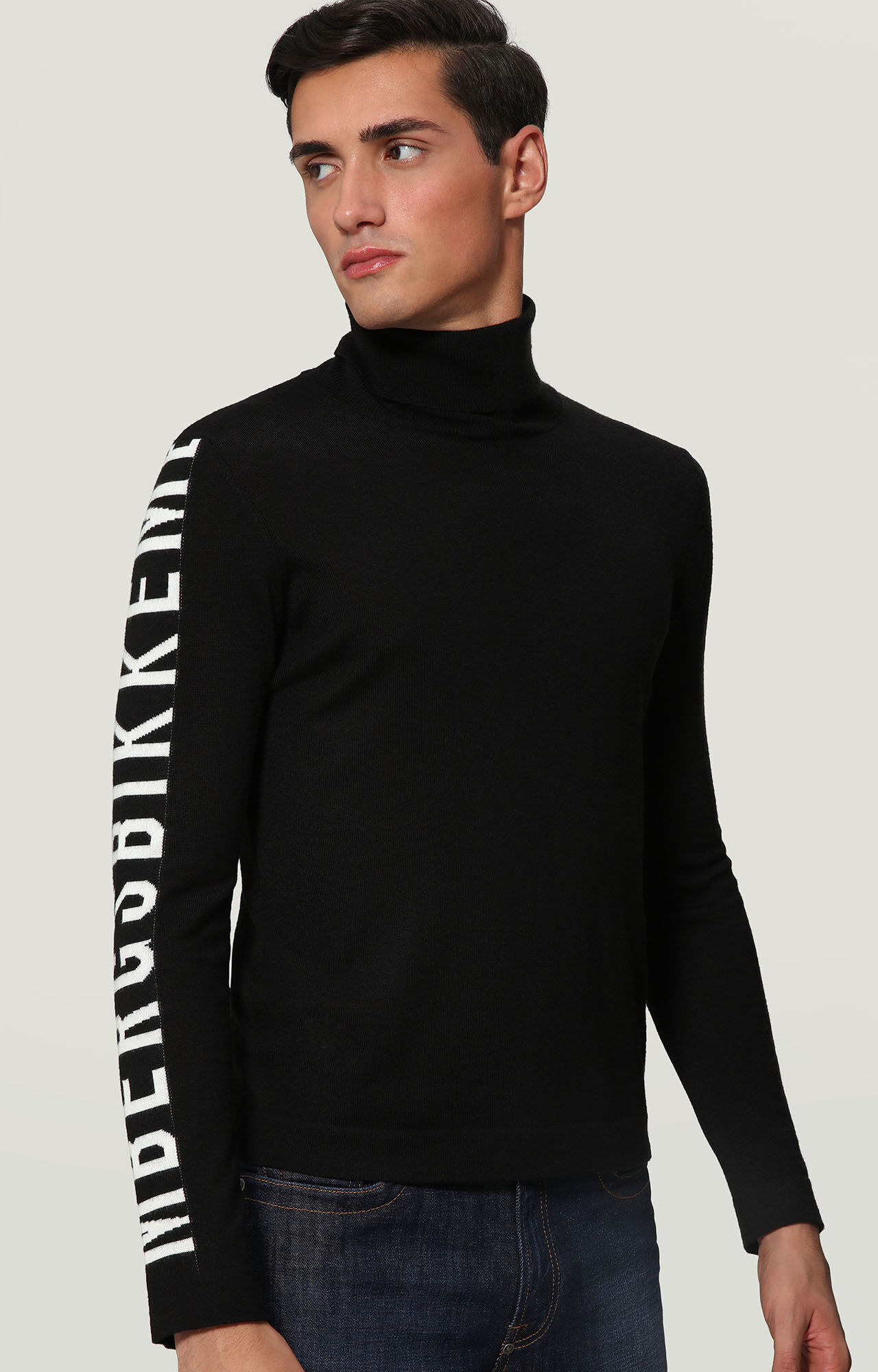 high crew neck sweater