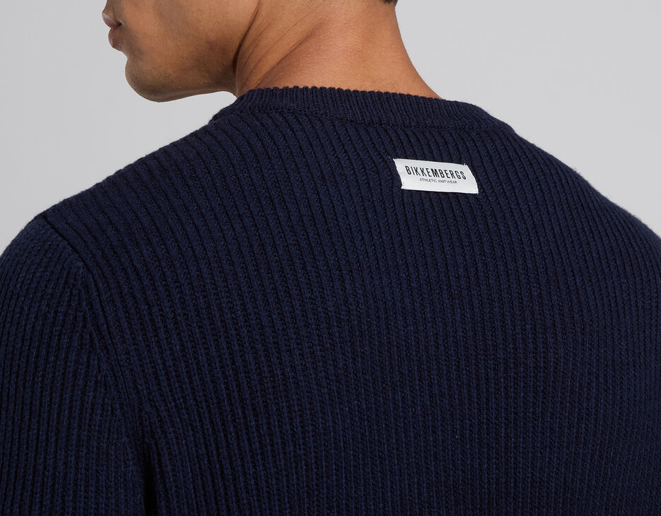Men's blue ribbed-knit sweater, BLACK IRIS, hi-res-1