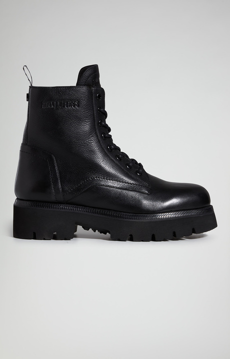 Men's Dress M leather lug-sole boots, BLACK, hi-res-1