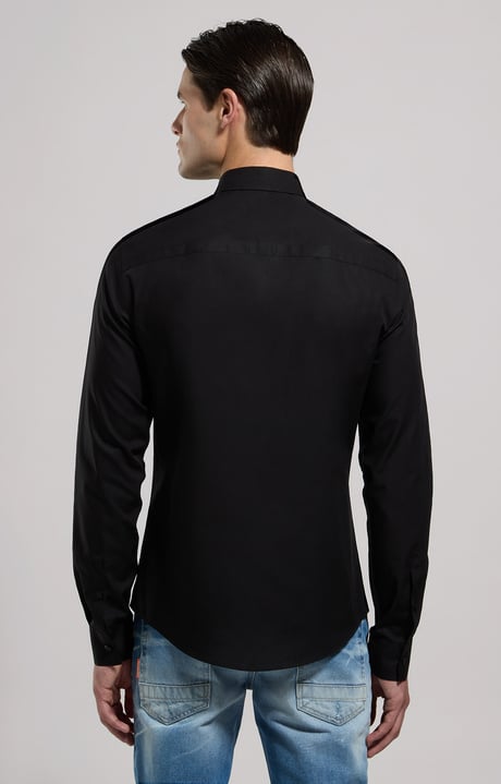 Men's slim fit gingham shirt, BLACK Men's slim fit gingham shirt, BLACK, hi-res-1
