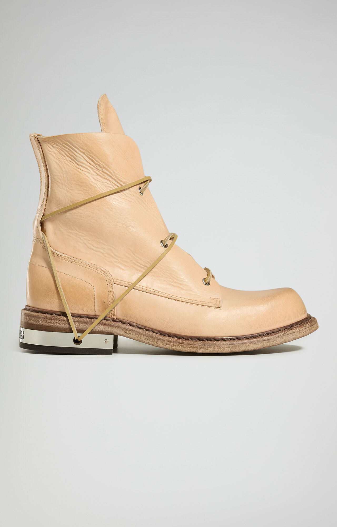 Dirk Bikkembergs White Waxed Lace Through Heel Boots – akaibu.co