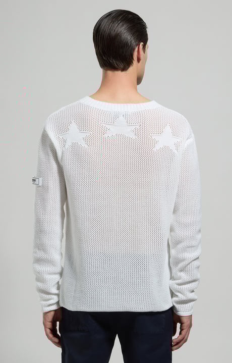 Men's perforated pullover, WHITE Men's perforated pullover, WHITE, hi-res-1